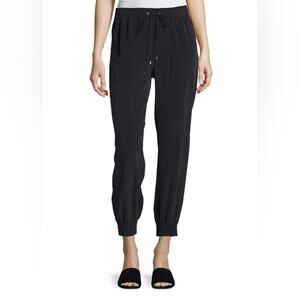 Theory Cortland Joggers Womens 12 Black Linen Casual Minimalist Pull On Pants